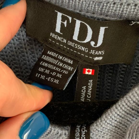 FDJ French Dressing Ivy Indigo Crochet Sleeve Sweater NWT size‎ xl - Picture 5 of 9